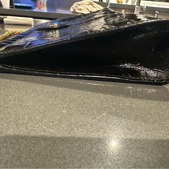 Vintage St. John Black crocodile patent leather clutch or purse. - Picture 5 of 12